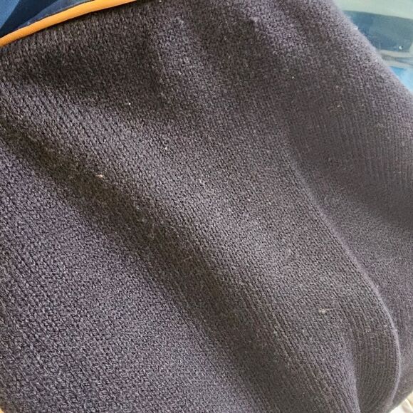 VINTAGE Platinum Fubu Sweater Mens XL Blue Acrylic Hip Hop Y2K Elbow Pads Knit - Picture 6 of 7